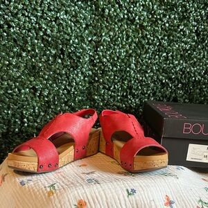 Corkys Red Wedge Sandals